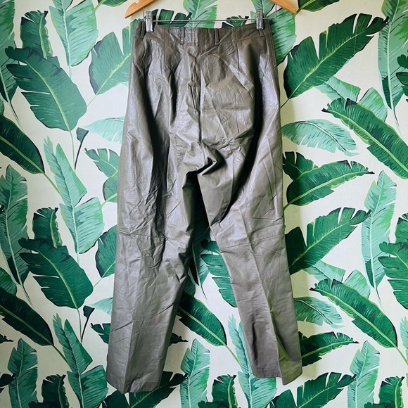 Vintage Olive Green Leather Pants Small High Rise - Picture 4 of 10